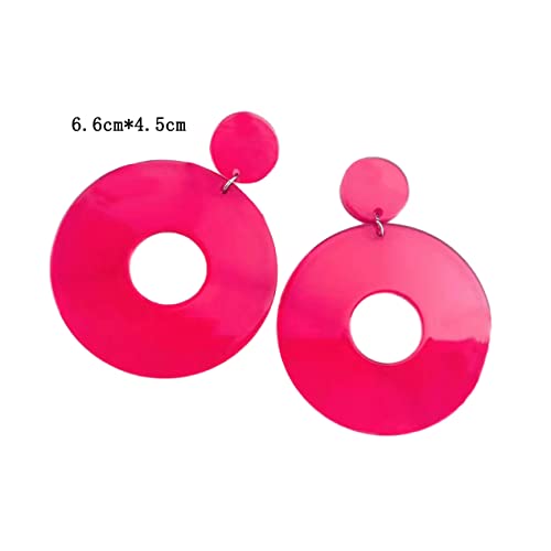 Acrylic Transparent Hollow Double Circle Round Dangle Earrings Geometric Statement Drop Earrings for Women Summer Holiday Cool Party Jewelry - color: red