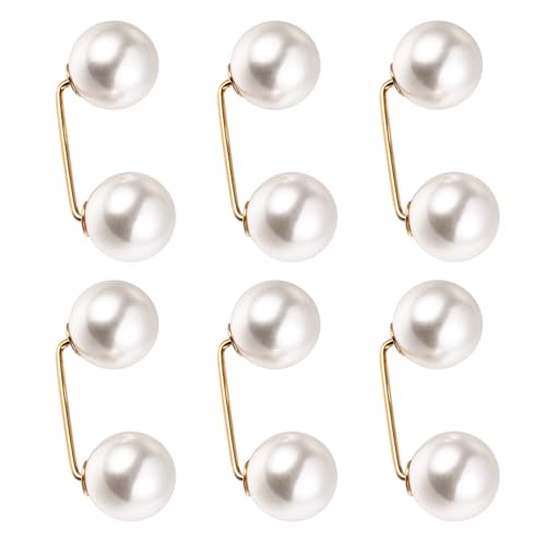 6 PCS Pearl Brooch Pins_Pearl Safety Pins Sweater Clips Brooch Safety Pi·ns Alloy Faux Jewelry Brooches Clothing Buttons Pear·l Pi·n Clasp for Women Dress Skirt Shirt Collar and Shawl