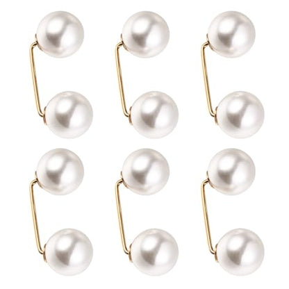 6 PCS Pearl Brooch Pins_Pearl Safety Pins Sweater Clips Brooch Safety Pi·ns Alloy Faux Jewelry Brooches Clothing Buttons Pear·l Pi·n Clasp for Women Dress Skirt Shirt Collar and Shawl