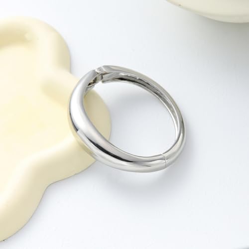 Bangle Bracelets for Women | 14K Gold Plated Trendy Wide Bracelets | Hinged Arm Cuff Bangles Chunky Bracelet for Women - color: Style L-Silver Plated Bangles