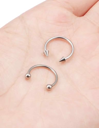 ASTM F136 Titanium 20/18/16/14/12/8/6/4/2g Internally Threaded Horseshoe Nose Septum Ring Gauge Earrings Lip Rings Prince Albert Jewelry Hoop Piercings for Women Men - size: 16g*12mm