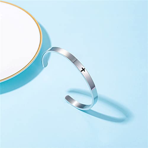 MUERDOU Inspirational Cuff Bracelet Bangle for Women Christian Bible Verse Bracelet Prayer Faith Religious Stainless Steel Bangle Gifts for Her - style: With God All Things Are Possible
