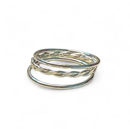 Braid Stack Fitted Toe Rings Gold Filled or Sterling Silver - Three Stackable Rings - Wear on Toe, Finger, Thumb or Knuckle