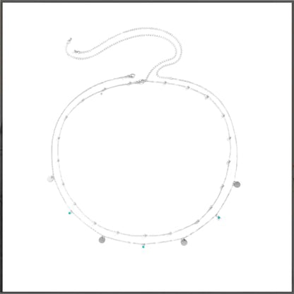 Waist Chains for Women Gold Waist Chain Silver Belly Chain Adjustable Layered Body Chain Sequin Belly Chains Sexy Bikini Beach Jewelry for Women (26.8-36.6 Inch) - style: turquoise+silver