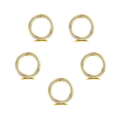 5Pcs Stainless Steel 16G 18G Sleeper Hoop Earrings for Women Men Septum Hinged Clicker Nose Lip Ring Helix Daith Cartilage Tragus Piercings Tiny Small Huggie Hoops Hypoallergenic Sensitive Ears Jewelry - style: 10mm in gold-tone 18G