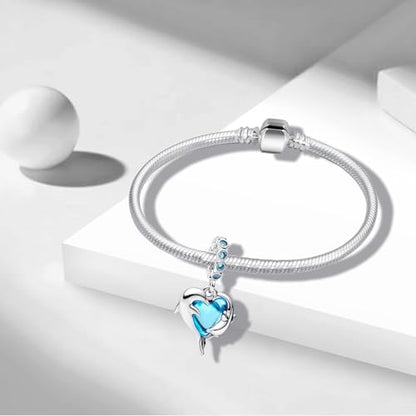 Charms Beads 925 Sterling Silver Animal Heart Flower Friend Dangle Pendant with 5A Cubic fits for Charms Bracelets for Woman Valentine's Day Mother's Day Christmas Graduation Birthday Gift - style: D27-Blue Whales