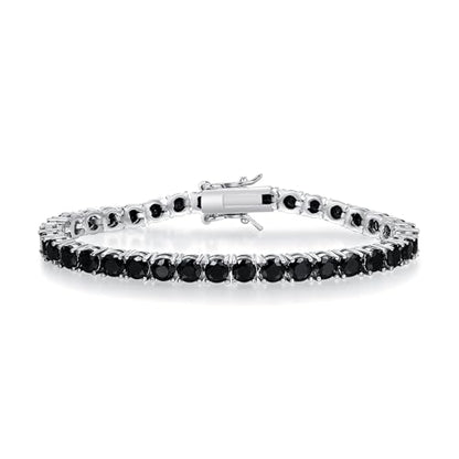Black Classic Tennis Bracelets for Women, 18K White Gold Plated Round Cubic Zirconia Tennis Bracelet for Women Mom Wife - size: 7 Inch