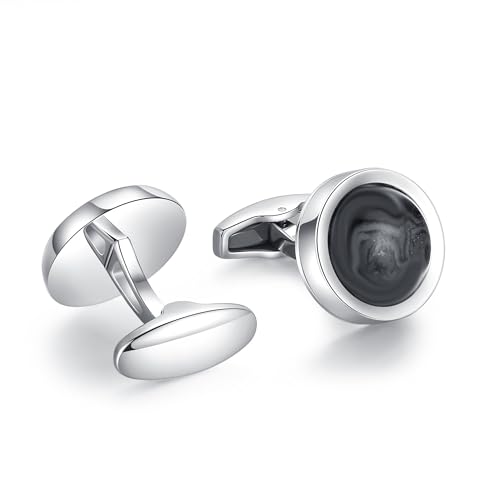 Cufflinks for Men, Stainless Steel Classic Black Pearl, Blue Carbon Fiber CuffLinks men's accessories, Great Gift for Father, Husband - style: Black agate