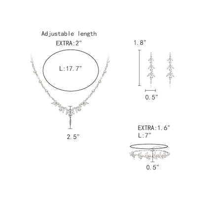 EleQueen Women's Simulated Pearl Wedding Jewelry Set for Brides | Cubic Zirconia Necklace Earrings Bracelet Set for Brides Bridesmaids, Bridal Jewelry Set for Anniversary/Memorial Day - style: Pearl Jewelry Set Silver-Tone