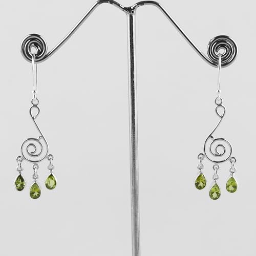 925 Sterling Silver Dangle Earrings, Natural Gemstones Crystals, Handmade Lightweight Boho Jewelry, Chakra Healing Stones, Hypoallergenic Studs Earring, Birthday Christmas Gift for Women