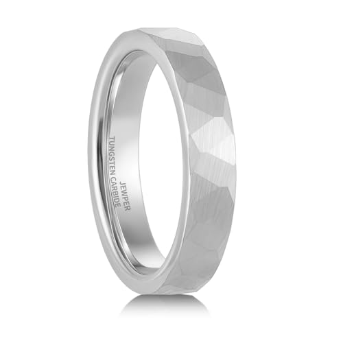 2/4/6/8mm Black/silver/gold Tungsten Rings for Men Womens Couple Fashion Jewelry Promise Engagement Wedding Band Hammered Inner ring inlaid with olive wood Carbide Polished Edge Comfort Fit - color: 4MM silver