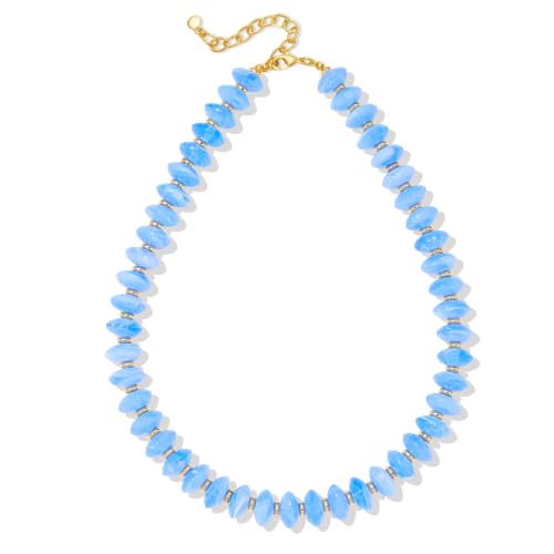 Resin Chunky Beaded Necklace for Women,Vacation Jewelry | Acrylic Beads,Boho Summer Beach Handmade Jewelry,Trendy Bold Statement Beaded Necklace,Birthday Gift for Women - color: Sky Blue