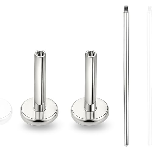 limerencia 16G/18G Hypoallergenic Internal Threaded Titanium Bar Post Replacement,Flat Back Stud Earrings Post Medusa Helix Couch Labret Bar for Women Men Sensitive Ears(A Pair) - color: silver tone, size: 16G-8mm