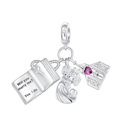 LUXILLA Charms for Bracelets & Necklace 925 Sterling Silver Charms Elephant Happy Birthday Charm Fit for Valentine's Day Mother's Day Jewelry Gift for Women - color: Church wedding Charm