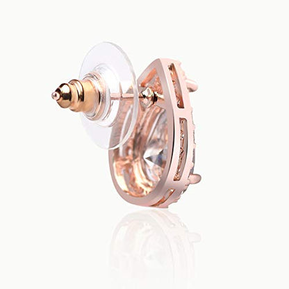 SWEETV Teardrop Bridal Wedding Earrings for Brides, Women | Elegant Pear shaped Cubic Zirconia Stud Earrings, Teardrop Bridal Jewelry, for Prom, Bridesmaid Gifts and Formal Wear - color: 1.Rose Gold