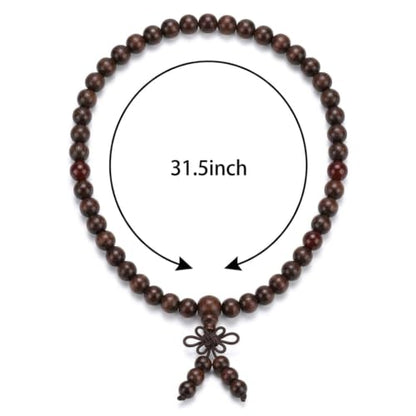 Multi-layer Dark Red Wooden Bead Wrap Bracelet Bohemian Style Unisex Elastic Jewelry Strand