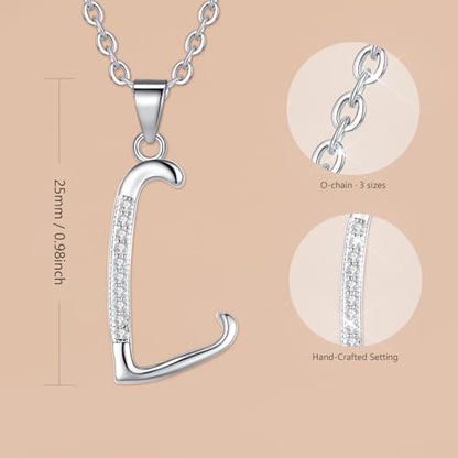 VIKI LYNN Dainty Initial Letter Pendant Necklace for Women | Cubic Zirconia Initial Jewelry, Personalized Letter Necklace, Dainty Women Jewelry, Birthday Gift Idea for Her, Mom and Wife - color: Silver, style: Silver-L