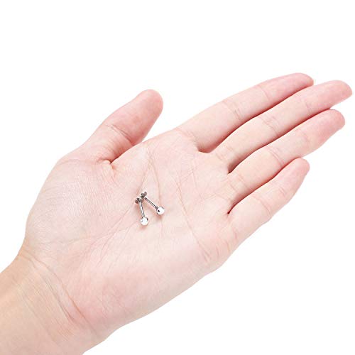 GAGABODY G23 Titanium 16G 6/8/10mm Clear CZ/Opal Internally Threaded Labret Monroe Lip Studs 6mm Helix Cartilage Tragus Earring Piercing - color: 16G-2Pcs - Length:10mm Opal:3mm
