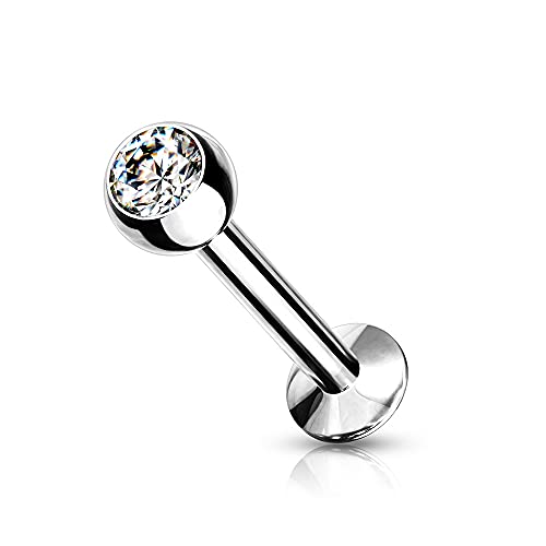 Pierced Owl - 18GA 316L Surgical Steel Internally Threaded Press Fit Crystal Labret Monroe Cartilage Stud