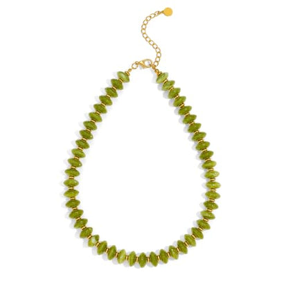 Acrylic Beaded Necklace for Women,Beach Strand Jewelry Gifts | Statement Necklace,Cute Trendy Handmade Jewelry for Women,Chunky Beaded Necklace,Resin Beads Choker - color: Olive Green
