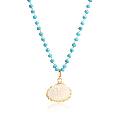 Aobei Pearl 18K Gold Plated Pendant Necklace for Women Dainty Gold Chain Choker Love Heart Disc Coin Pearl Cross Toggle Jewelry - style: Removeable Shell Pendant