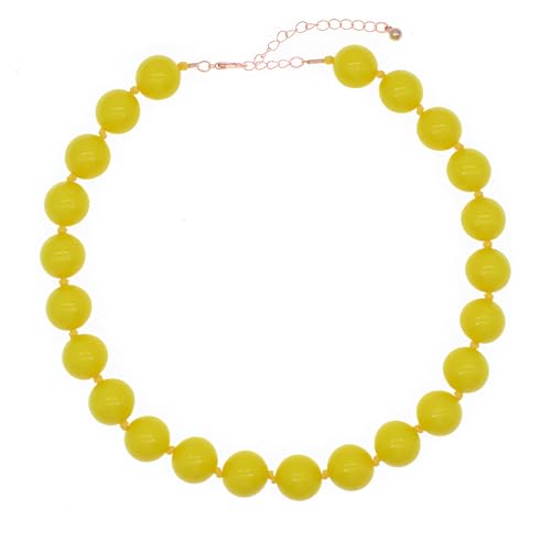 JNF Chunky Beaded Necklaces Women Large Big Ball Bead Choker Necklace Bold Statement Beads jewelry Gift - color: yellow bead choker