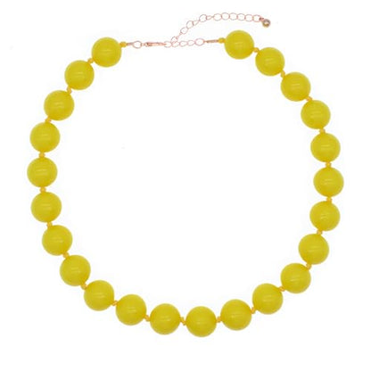 JNF Chunky Beaded Necklaces Women Large Big Ball Bead Choker Necklace Bold Statement Beads jewelry Gift - color: yellow bead choker