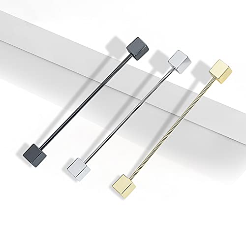 3PCS Men's Classic Brass Shirt Collar Bar Tie Pins Set for Wedding Business with Gift Box - color: Cube Head