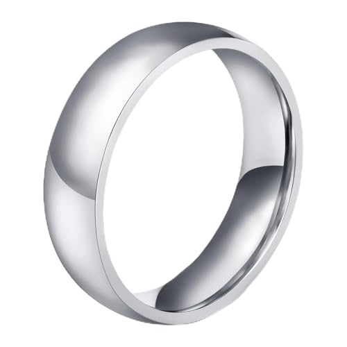 TTVOVO Mens Basic Ring Wedding Bands 2MM 4MM 6MM 8MM 10MM Stainless Steel Simple Rings for Men Women Silver/Black/Blue Engagement Band Plain Domed High Polished Comfort Fit Jewelry Gifts US Size 4-14 - color: Silver, 6MM Width