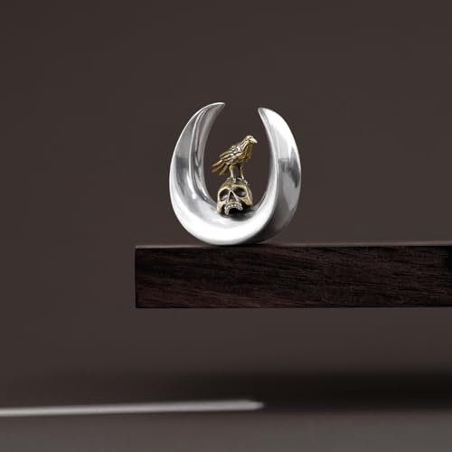 ERKUOO 2PCS 0g 00g-1" Gothic Golden Raven Skull Saddle Ear Gauge Spider Web Double Flared Plug Tunnels Expander Piercing Jewelry For Women Men 8mm-25mm - color: #3 Silver, size: 0g=8mm