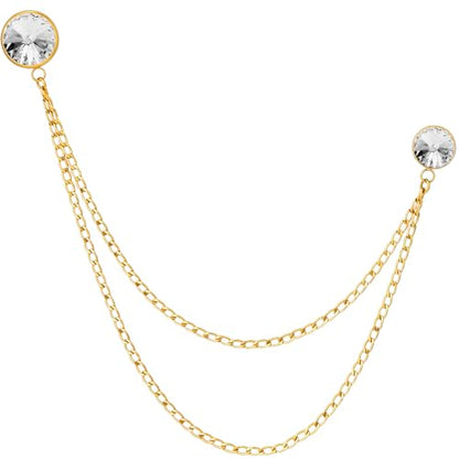 HAWSON Birthstone Brooch Pin for Men with Hanging Chain & Crystal, Mens Gold Tone Lapel Pin for Wedding/Birthday/Party Dress Suits Accessories - color: April Diamond