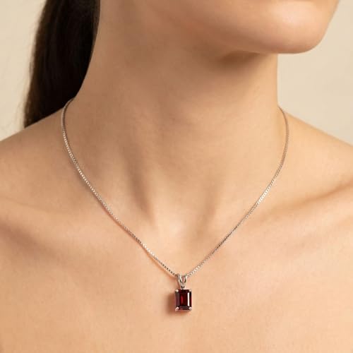 Galaxy Gold 14K Solid Gold 7.0 Carat Natural Garnet Pendant Necklace for Women - Yellow Gold Fine Jewelry