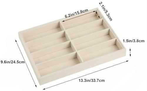 Sunglass Organizer Beige Velvet Glasses Trays for Drawer Eyeglasses Watches Jewelry Display Sunglass Box- Men Women (8 Grids) - color: Sunglass Box