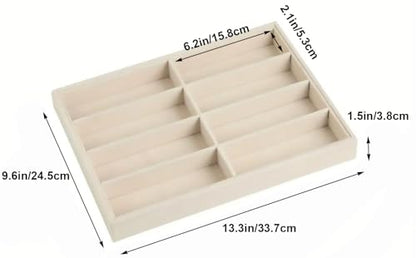 Sunglass Organizer Beige Velvet Glasses Trays for Drawer Eyeglasses Watches Jewelry Display Sunglass Box- Men Women (8 Grids) - color: Sunglass Box