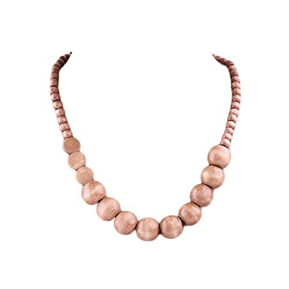 COLORFUL BLING Natural Chunky Wooden Beads Statement Necklace Boho African Tribal Collar Choker Bib Necklace Hippie Vacation Jewelry for Unisex Men Women - color: light ball