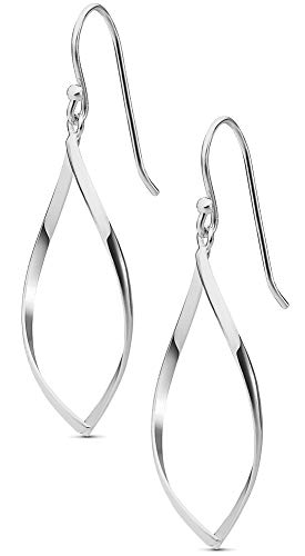 Milla Dainty Silver Drop Earrings for Women and Dangling Gold Earrings | Hypoallergenic, Easy to Wear, Available in 14K Gold, Rose Gold, or Silver Plated Finish, Different Designs - color: Marquise Drop / Sterling Silver Plated