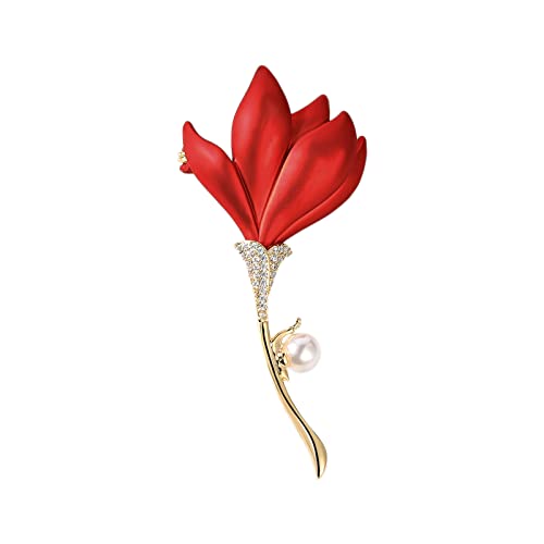 Red Rose Flower Brooches and Pins for Women Costume Jewelry Brooch Pins Broches Jewelry for Women Elegant Lady Pin - style: Poppy