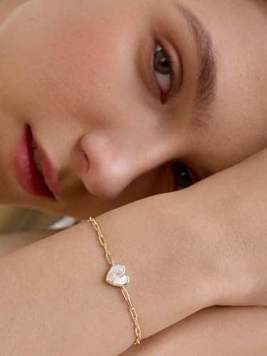 Gold Initial Bracelet For Women, 14k Gold Letter Bracelets | Adjustable Stacking Bracelets Jewelry Gift For Women, Valentines Mother Christmas Jewelry for Women Her 6.5-8 Inch - color: L