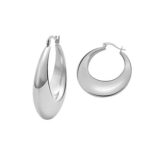 Chunky Large Thick Rounded Tube Hoop Earrings - color: Silver