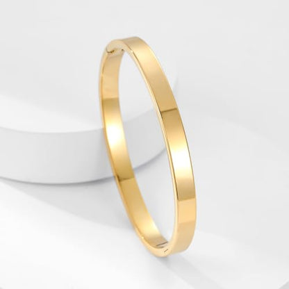 Friendship Love Bracelet for Women, 18K Gold Plated Titanium Steel Cuff - color: Gold, size: Plain 6.5''