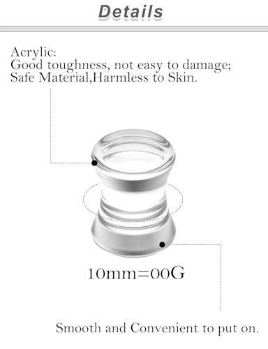 6G-30MM Solid Acyrylic Gauges for Ear Saddle Plugs Gauges Tunnel Expanders Stretcher Double Flared Flesh Piercings Body Jewelry Set for Women Men - color: Clear:00G = 10mm.