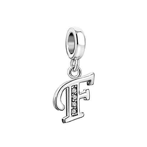 LSxAB Sparkling Initial Letter Charm Compatible with Pandora Charms Bracelets for Women A-Z Pendant Jewelry - style: F