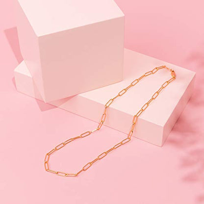 PAVOI Chain Necklace for Women, 14K Gold Plated Adjustable Layering Chain - style: Paperclip-S