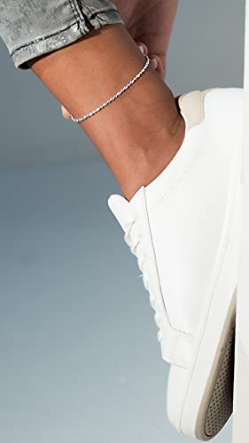Miabella Italian 925 Sterling Silver Anklet for Women | Bead Ankle Bracelet | Bead Ankle Bracelet, Diamond-Cut, Fine Jewelry, Made in Italy - color: sterling silver, size: Length 11 Inches (Large)