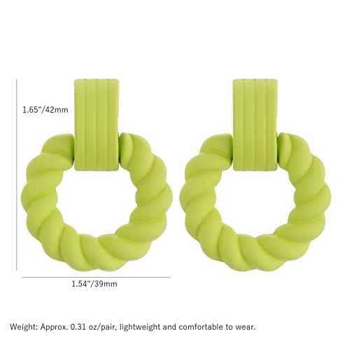 RUOFFETA Rectangle Earrings for Women, Acrylic Square Earrings Twisted Geometric Statement Jewelry - color: Green Round