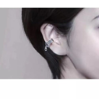 Vintage Zipper Ear Cuff, Stainless Steel Non-Pierced Adjustable Wrap Around Earrings