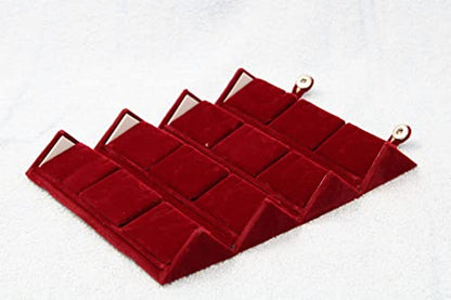 atorakushon Maroon Velvet Folding jewellery Vanity Box Make-Up 12 pair Earrings Utility Toiletry Wardrobe Organizer Pouch Set of 2 - style: 12 Pair Earring Storage Folder Pack of 2