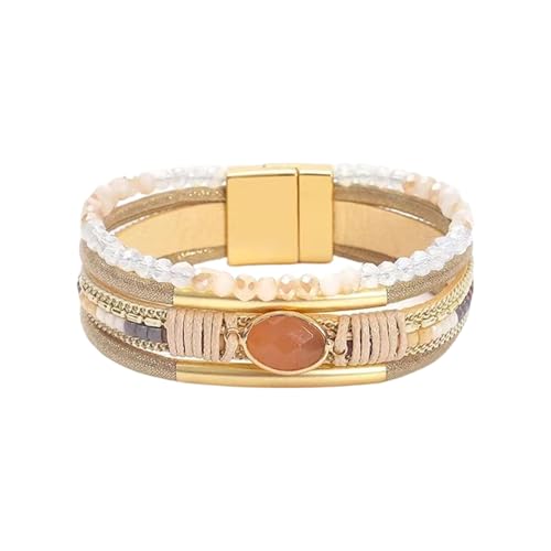 Bangle Styles Crystals Bead for Women Multiple Layer Stackable Jewelry Gift - color: B