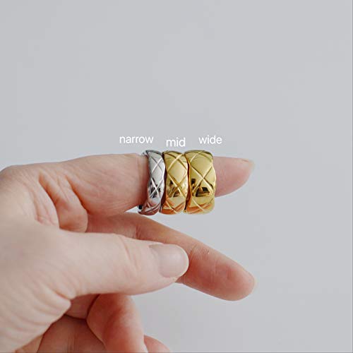 Shapes Studio 18k Gold Plated Rings for Women,Crush Wide Band Gold Plated Ring, Stacking Rings, Wedding Band Minimalist Style - color: Silver Mid