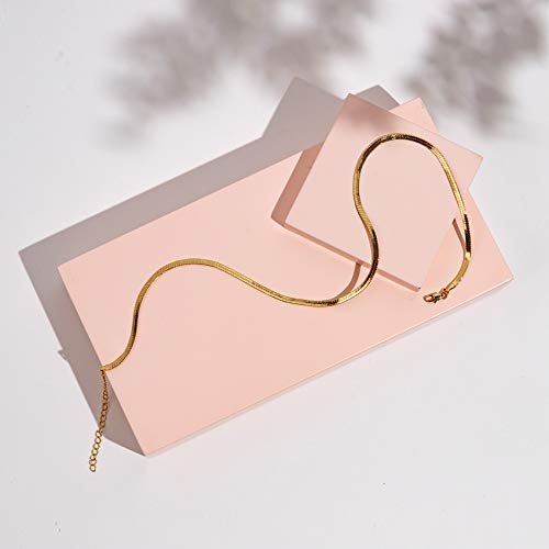 PAVOI Chain Necklace for Women, 14K Gold Plated Adjustable Layering Chain - style: Snake-M